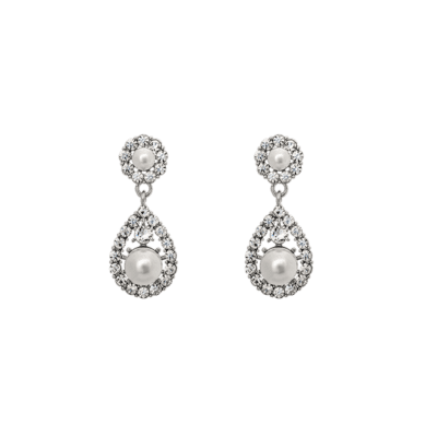 Petite Sofia pearl örhängen | Crystal (Silver)