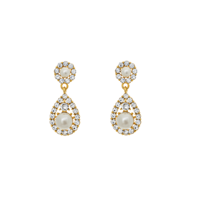 Petite Sofia pearl örhängen | Crystal (Guld)